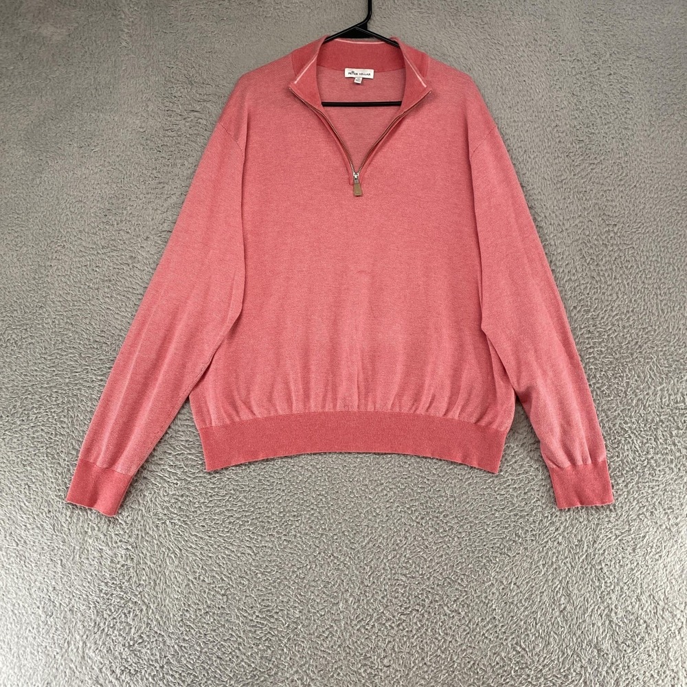 Peter Millar Sweater Mens XL Pink Pima Cotton Silk Cashmere Quarter Zip Knit